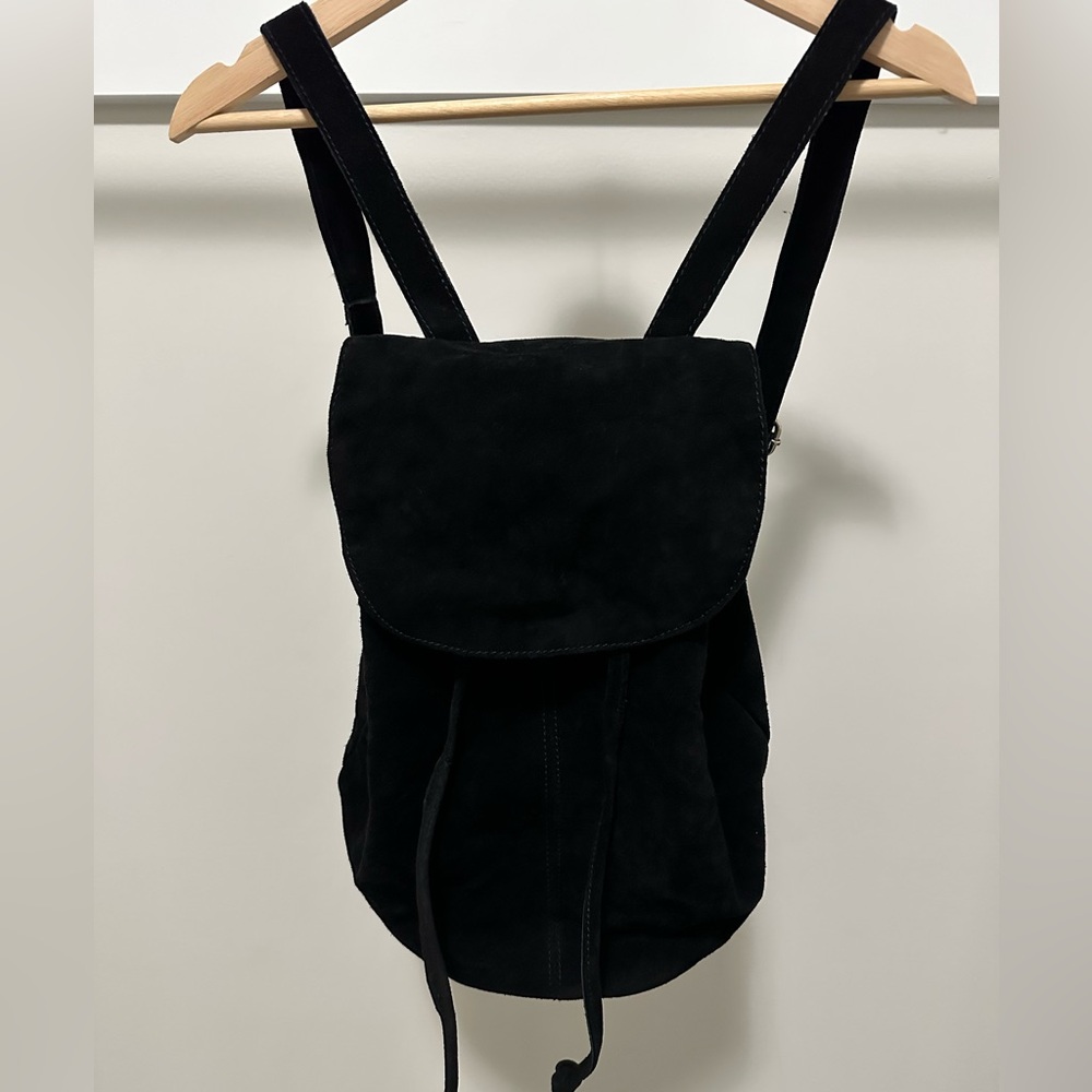 Aphorism 100% leather suede black backpack